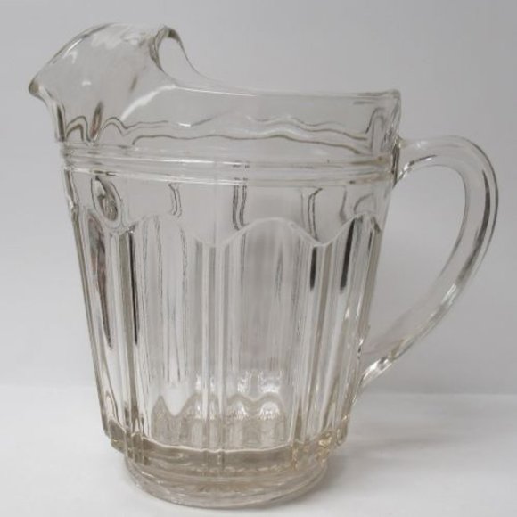 Hocking Depression Glass Crystal Colonial Knife & Fork 7" 54 Oz Ice Lip Pitcher - Picture 1 of 1